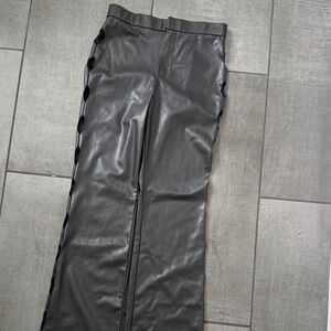 Zara Faux Leather High-Rise Cut-Out Pants - Black